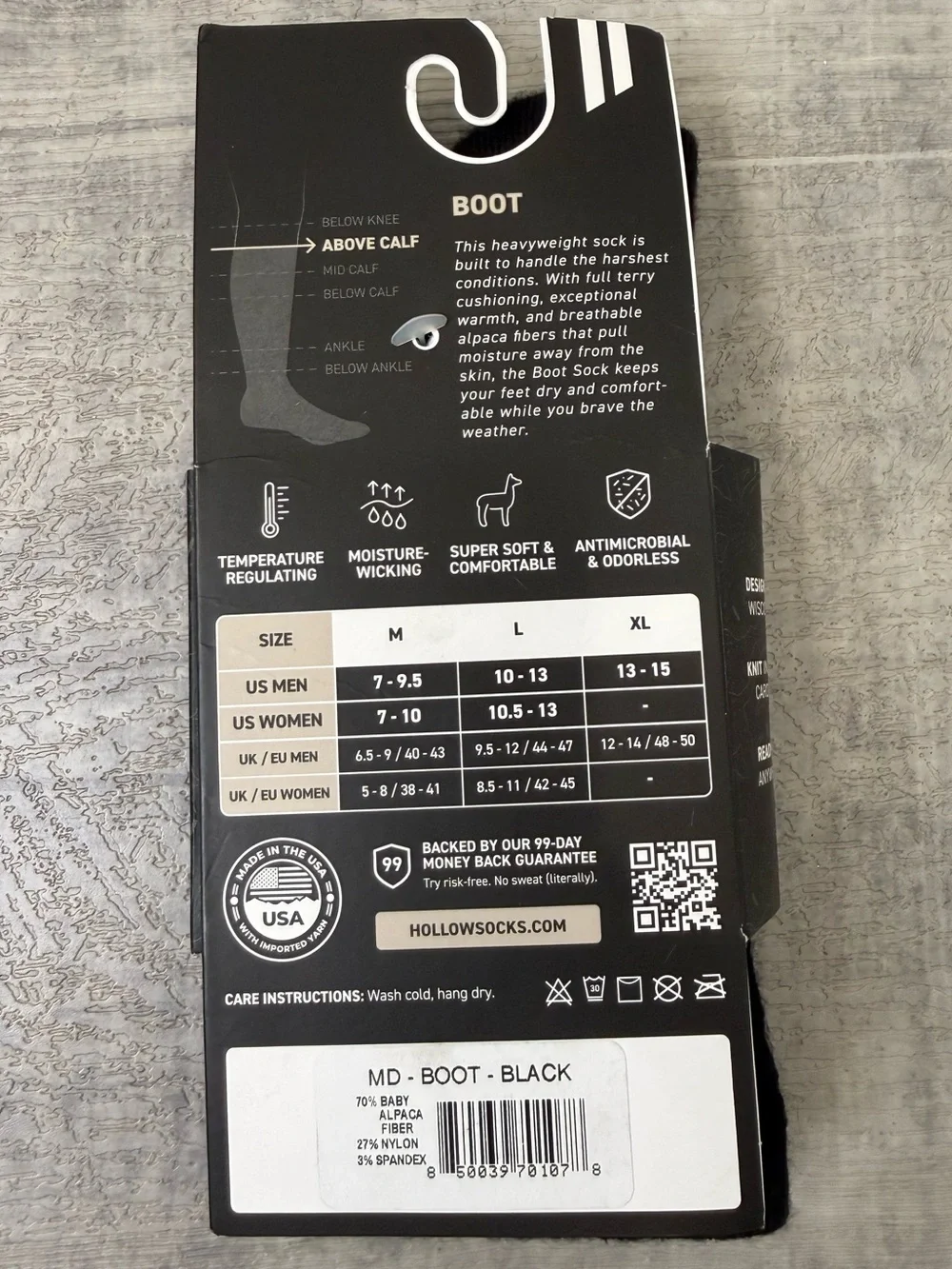 Hollow Black Boot Performance Alpaca Socks